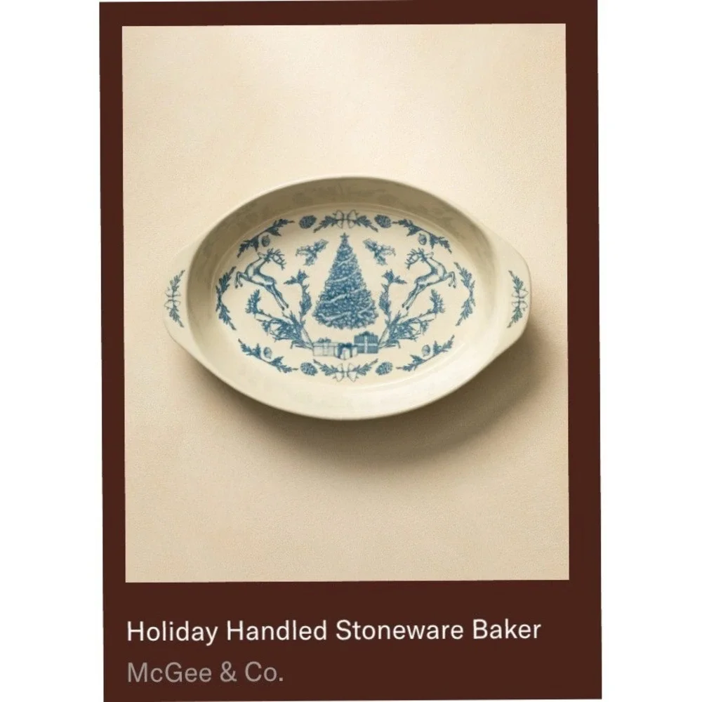 McGee &‎ Co Holiday Stoneware Baker Serving Dish Blue - Christmas 2024